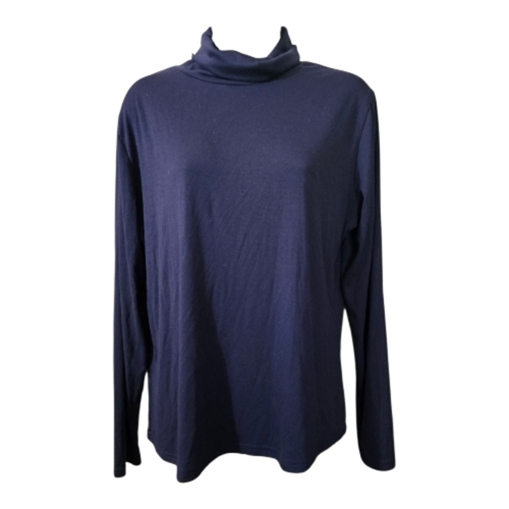Elegant Navy Long Sleeve Turtleneck Top